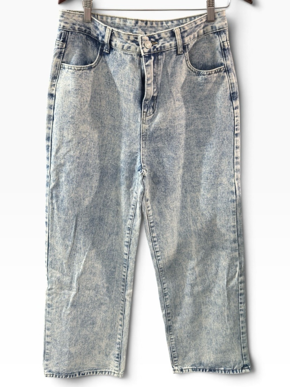 High-Rise Light Blue Acid Wash Women's Wide Leg Jeans